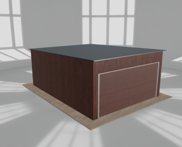Skardinis garažas 4,5x6 m, vienos vietos, nuolydis atgal, Medžio imitacijos – Modelis 4