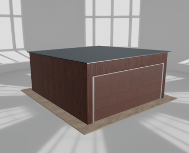 Skardinis garažas 5x5,5 m, vienos vietos, nuolydis atgal, Medžio imitacijos – Modelis 4