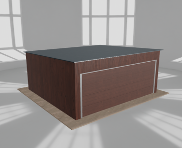 Skardinis garažas 5,5x5 m, vienos vietos, nuolydis atgal, Medžio imitacijos – Modelis 4