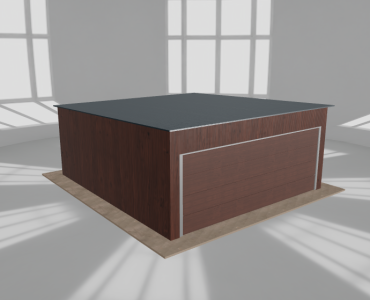 Skardinis garažas 5,5x6 m, vienos vietos, nuolydis atgal, Medžio imitacijos – Modelis 4