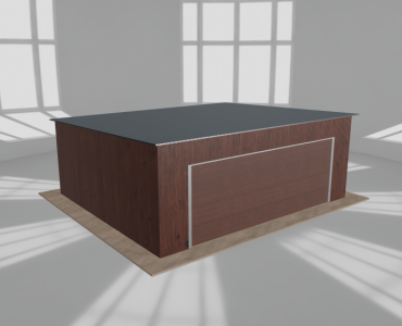 Skardinis garažas 6,5x5,5 m, vienos vietos, nuolydis atgal, Medžio imitacijos – Modelis 4