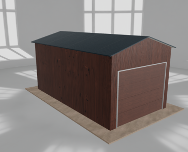 Skardinis garažas 3x5,5 m, vienos vietos, dvišlaitis stogas, Medžio imitacijos – Modelis 2