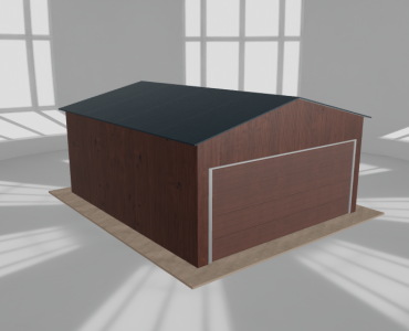 Skardinis garažas 5x6 m, vienos vietos, dvišlaitis stogas, Medžio imitacijos – Modelis 2