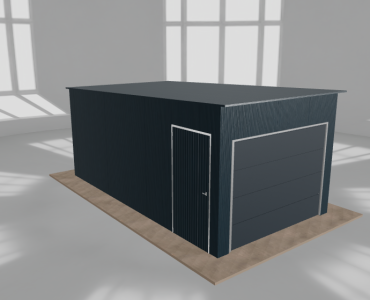 Skardinis garažas 3x5,5 m, vienos vietos, nuolydis atgal, Grafitas – Modelis 2