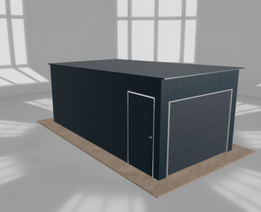 Skardinis garažas 3x6 m, vienos vietos, nuolydis atgal, Grafitas – Modelis 2