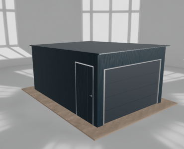 Skardinis garažas 3,5x5 m, vienos vietos, nuolydis atgal, Grafitas – Modelis 2