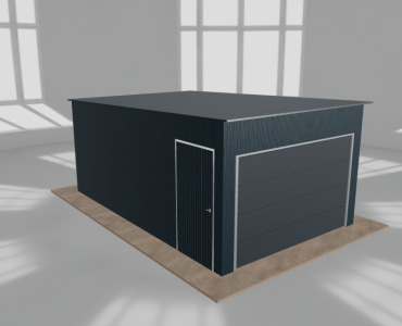 Skardinis garažas 3,5x5,5 m, vienos vietos, nuolydis atgal, Grafitas – Modelis 2