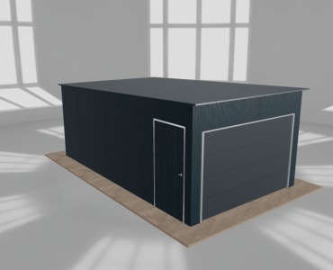 Skardinis garažas 3,5x6 m, vienos vietos, nuolydis atgal, Grafitas – Modelis 2