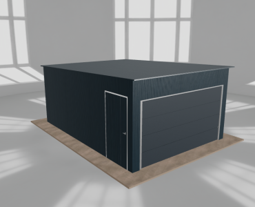 Skardinis garažas 4x5,5 m, vienos vietos, nuolydis atgal, Grafitas – Modelis 2