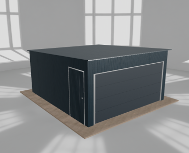 Skardinis garažas 4,5x5 m, vienos vietos, nuolydis atgal, Grafitas – Modelis 2