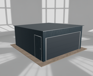 Skardinis garažas 5x5,5 m, vienos vietos, nuolydis atgal, Grafitas – Modelis 2