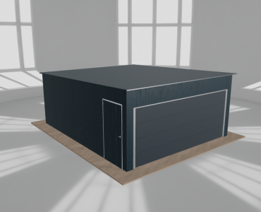Skardinis garažas 5x6 m, vienos vietos, nuolydis atgal, Grafitas – Modelis 2