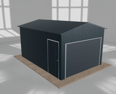 Skardinis garažas 3,5x5 m, vienos vietos, dvišlaitis stogas, Grafitas – Modelis 2