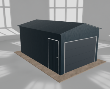 Skardinis garažas 3,5x5,5 m, vienos vietos, dvišlaitis stogas, Grafitas – Modelis 2