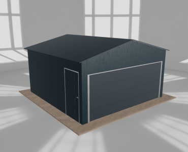 Skardinis garažas 5x5 m, vienos vietos, dvišlaitis stogas, Grafitas – Modelis 2
