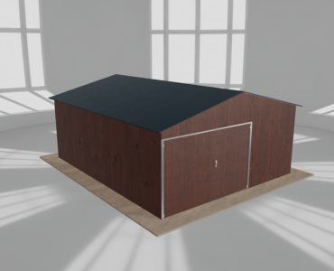 Skardinis garažas 5x6 m, vienos vietos, dvišlaitis stogas, Medžio imitacijos – Modelis 2