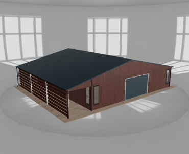 Skardinis garažas 10x9,5 m su ūkine patalpa ir stogine, Medžio imitacijos