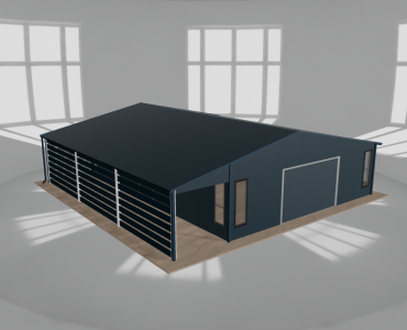 Skardinis garažas 7,5x9,5 m su stogine, Grafitas