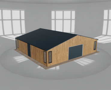 Skardinis garažas 10x9,5 m su ūkine patalpa, Medžio imitacijos – Modelis 2