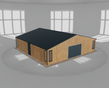 Skardinis garažas 10x10 m su ūkine patalpa, Medžio imitacijos – Modelis 2