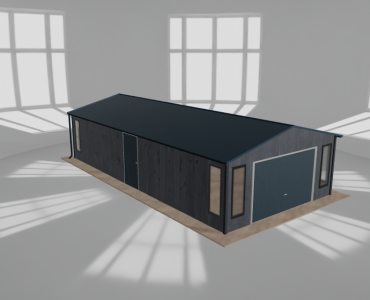 Skardinis garažas 5x10 m su ūkine patalpa, Grafitas medžio imitacija – Modelis 2