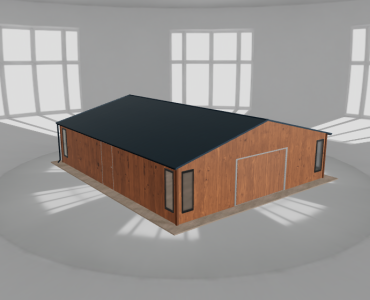 Skardinis garažas 8,5x10 m su ūkine patalpa, Medžio imitacijos – Modelis 2