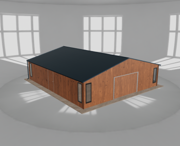 Skardinis garažas 9x10 m su ūkine patalpa, Medžio imitacijos – Modelis 2