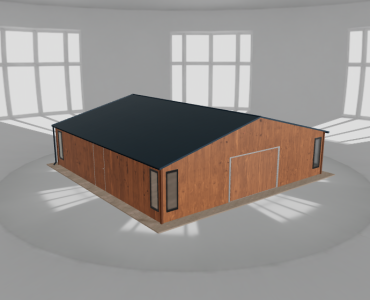 Skardinis garažas 9,5x9,5 m su ūkine patalpa, Medžio imitacijos – Modelis 2