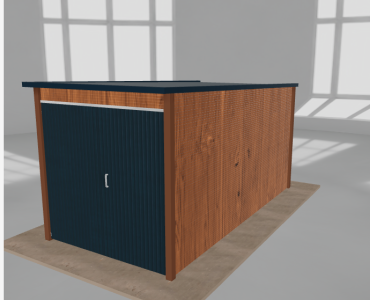 Įrankių namelis 2x4 m, nuolydis atgal, Medžio imitacijos