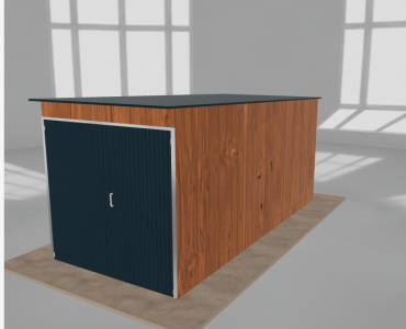 Įrankių namelis 2x4,5 m, nuolydis atgal, Medžio imitacijos