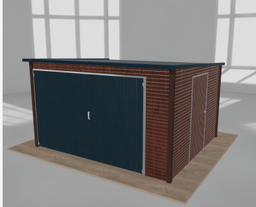 Įrankių namelis 3,5x3 m, nuolydis atgal, Medžio imitacijos