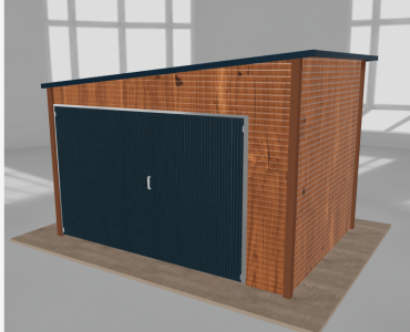 Įrankių namelis 3,5x2,5 m, nuolydis į kairę, Medžio imitacijos