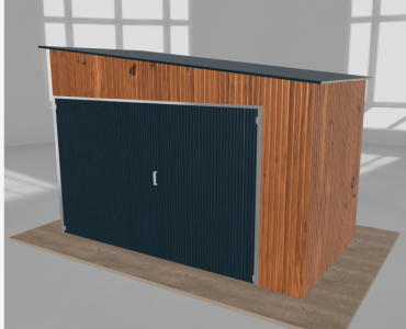Įrankių namelis 3,5x2 m, nuolydis į dešinę, Medžio imitacijos