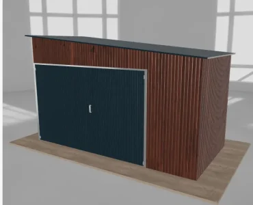 Įrankių namelis 4x2 m, nuolydis į dešinę, Medžio imitacijos
