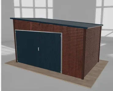 Įrankių namelis 4x2,5 m, nuolydis į dešinę, Medžio imitacijos