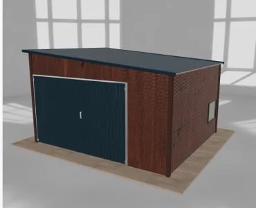 Įrankių namelis 4x3,5 m, nuolydis į dešinę, Medžio imitacijos