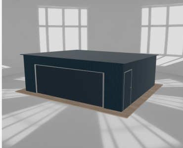 Skardinis garažas 7x6 m, vienos vietos, nuolydis atgal, Grafitas – Modelis 2