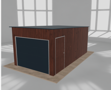 Skardinis garažas 3x5,5 m, vienos vietos, nuolydis atgal, Medžio imitacijos – Modelis 3