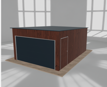 Skardinis garažas 4x5,5 m, vienos vietos, nuolydis atgal, Medžio imitacijos – Modelis 3