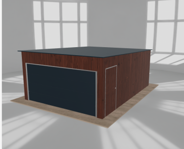 Skardinis garažas 4,5x6 m, vienos vietos, nuolydis atgal, Medžio imitacijos – Modelis 3