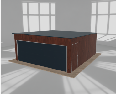 Skardinis garažas 5,5x6 m, vienos vietos, nuolydis atgal, Medžio imitacijos – Modelis 3