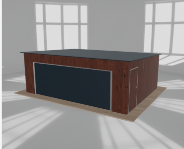 Skardinis garažas 6,5x5 m, vienos vietos, nuolydis atgal, Medžio imitacijos – Modelis 3