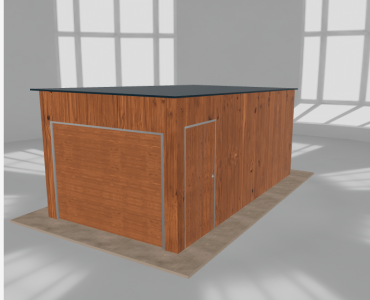 Skardinis garažas 3x5,5 m, vienos vietos, nuolydis atgal, Medžio imitacijos – Modelis 3