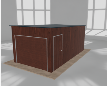 Skardinis garažas 3x5,5 m, vienos vietos, nuolydis atgal, Medžio imitacijos – Modelis 4
