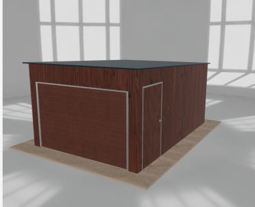 Skardinis garažas 3,5x5 m, vienos vietos, nuolydis atgal, Medžio imitacijos – Modelis 4
