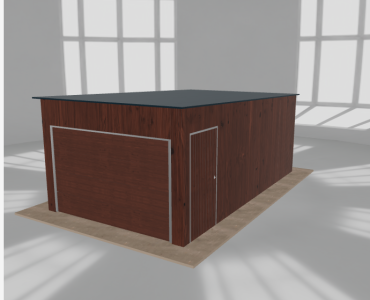 Skardinis garažas 3,5x6 m, vienos vietos, nuolydis atgal, Medžio imitacijos – Modelis 4