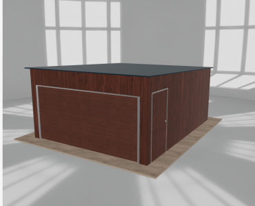 Skardinis garažas 4,5x5,5 m, vienos vietos, nuolydis atgal, Medžio imitacijos – Modelis 4