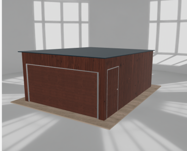 Skardinis garažas 4,5x6 m, vienos vietos, nuolydis atgal, Medžio imitacijos – Modelis 4