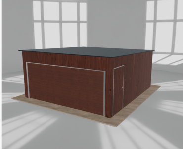 Skardinis garažas 5x5,5 m, vienos vietos, nuolydis atgal, Medžio imitacijos – Modelis 4