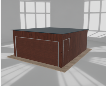 Skardinis garažas 5x6 m, vienos vietos, nuolydis atgal, Medžio imitacijos – Modelis 4